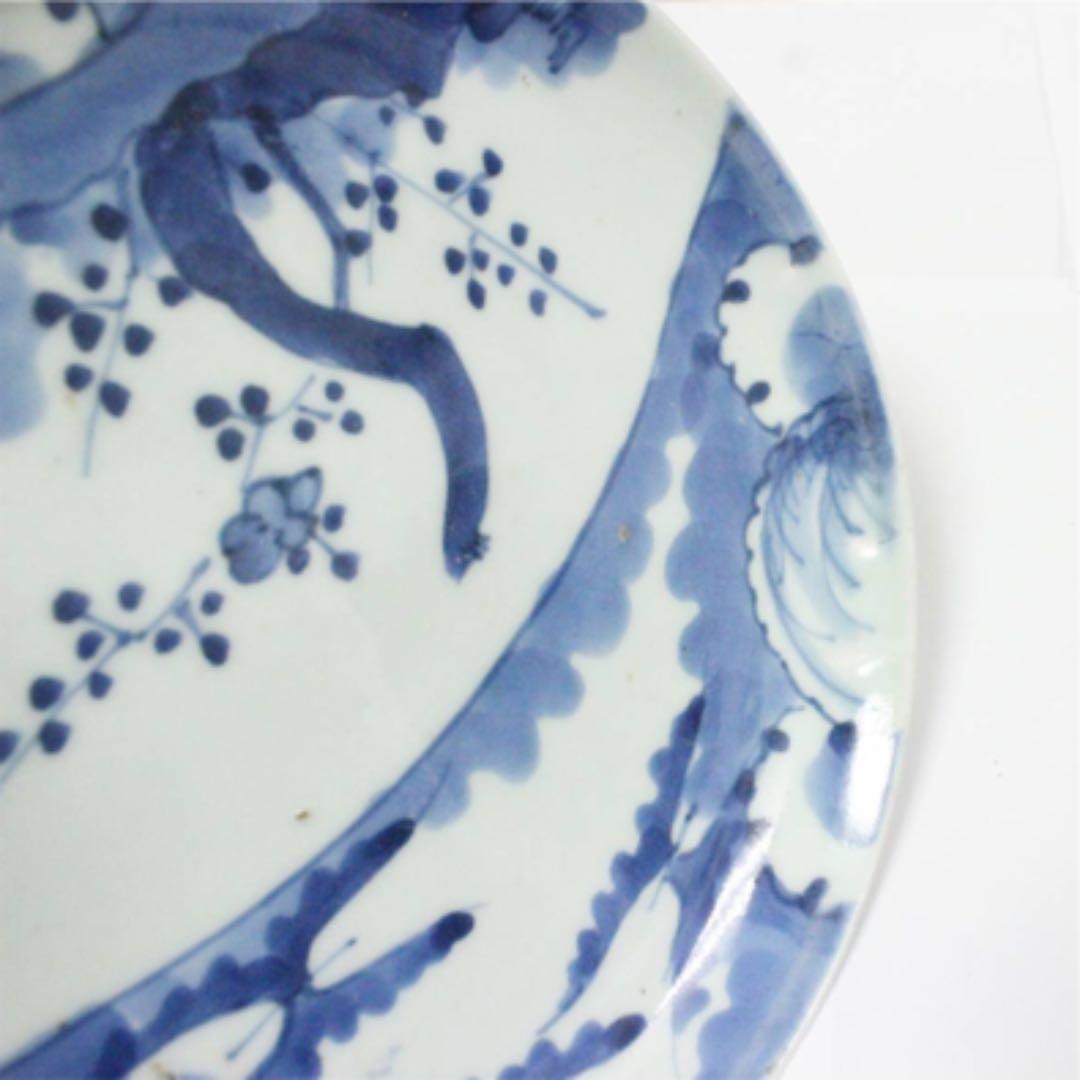 染付扇梅文皿 江戸前期 古伊万里