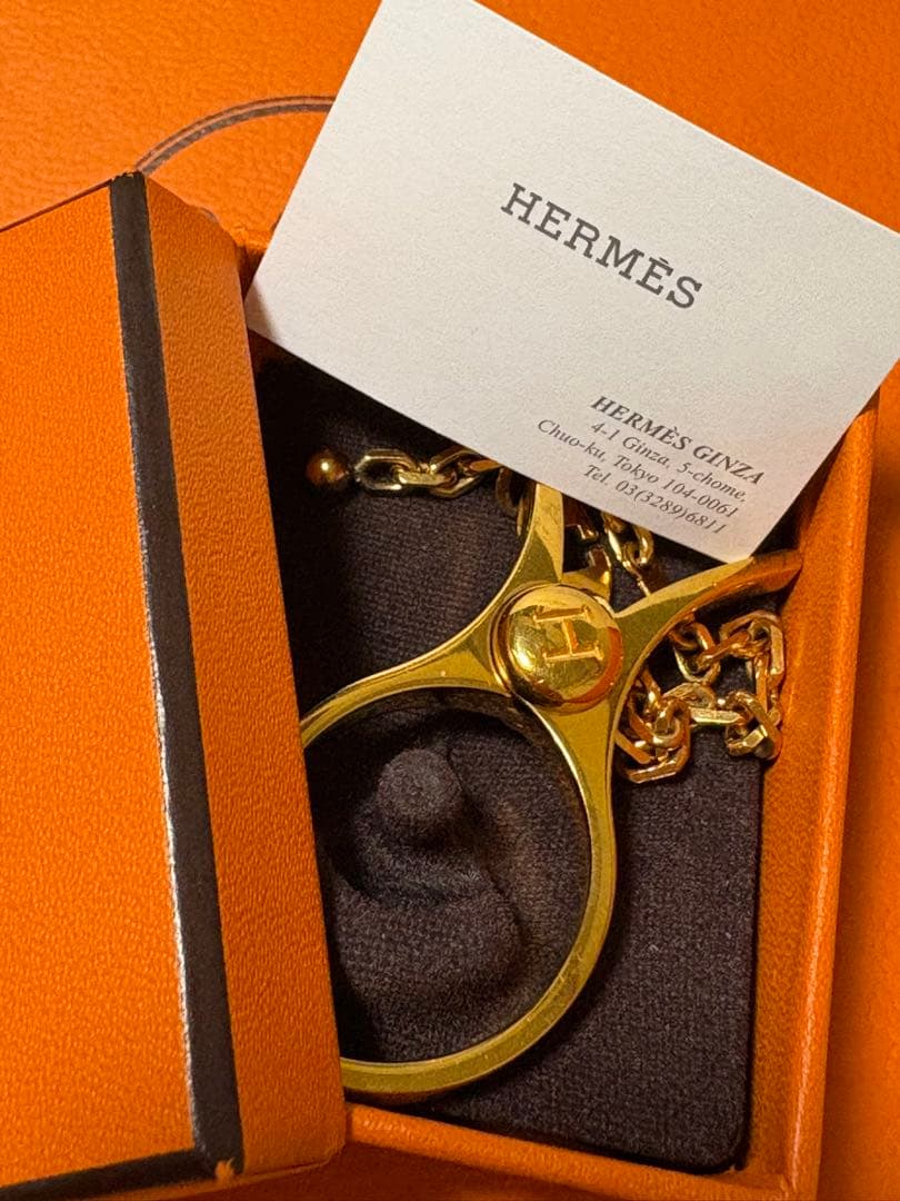 HERMES ゴールドハンドル チェーン付きグローブホルダー
