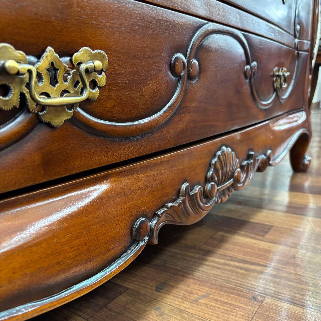 マホガニーアンティーク調 高級 大型チェスト 収納 4段チェスト