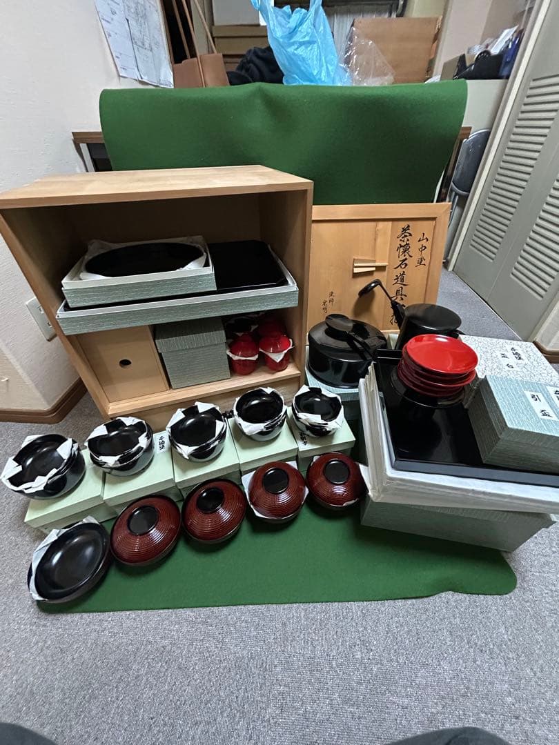 山中塗　懐石道具　一揃　塗師　宗明　未使用、美品