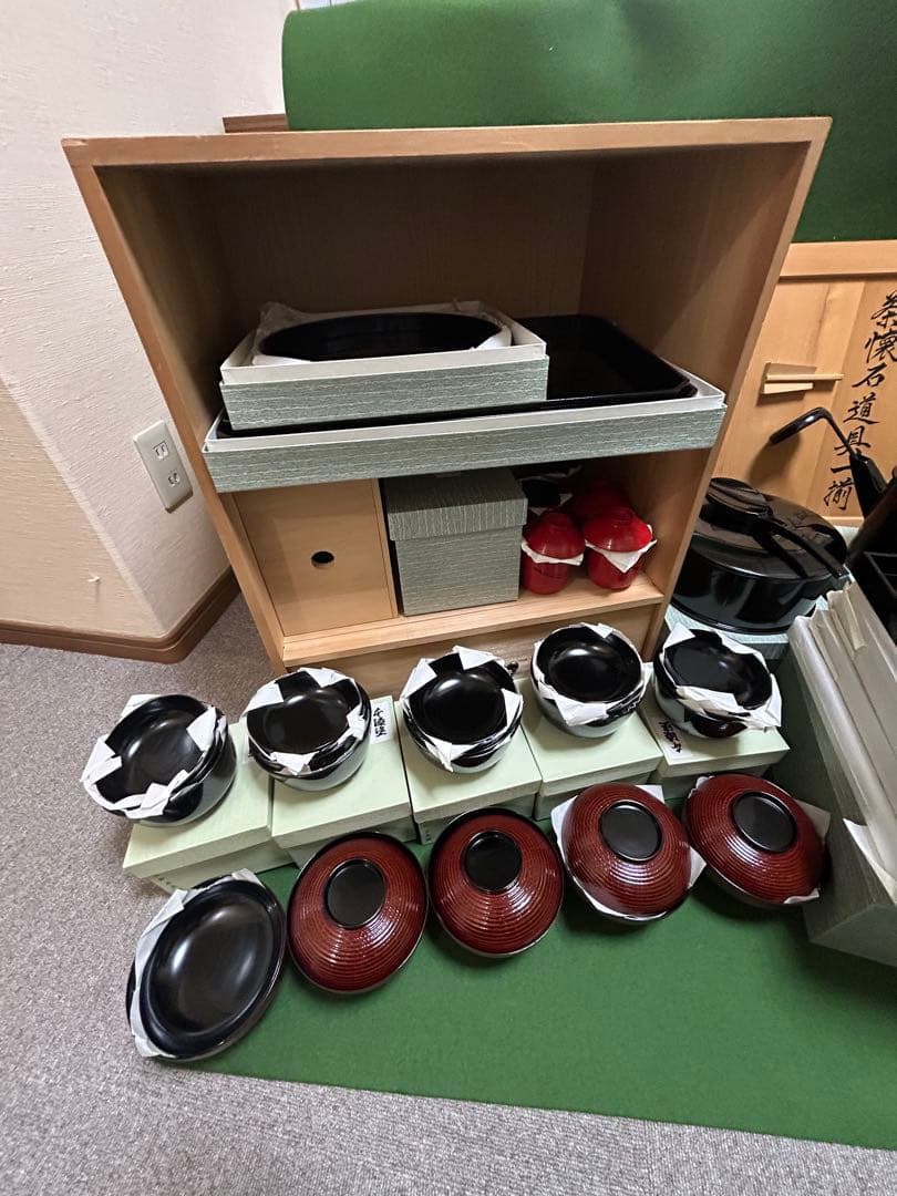 山中塗　懐石道具　一揃　塗師　宗明　未使用、美品