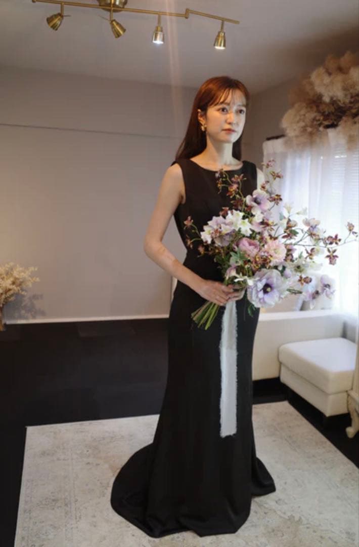 ⭐︎とうふ⭐︎ブラックドレス ウエディング 前撮り フレアドレス 二次会