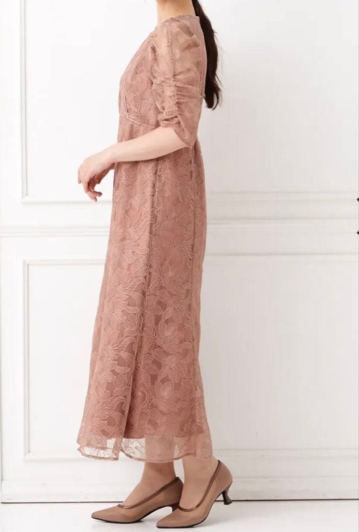 AIMER エンブロイダリーチュールパイピングドレス レースワンピース 結婚式