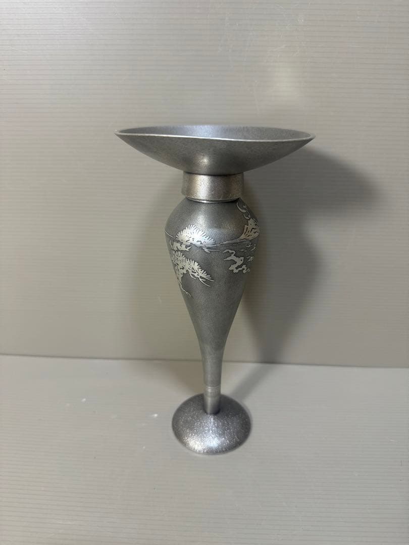 2297 薩摩錫器 岩切美巧堂 花入れ1客　盃1客