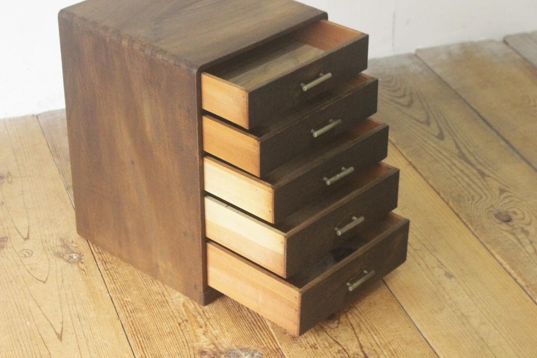 レトロ 卓上小引き出し 抽斗 5杯 収納 小物入れ レターケース B5 木製