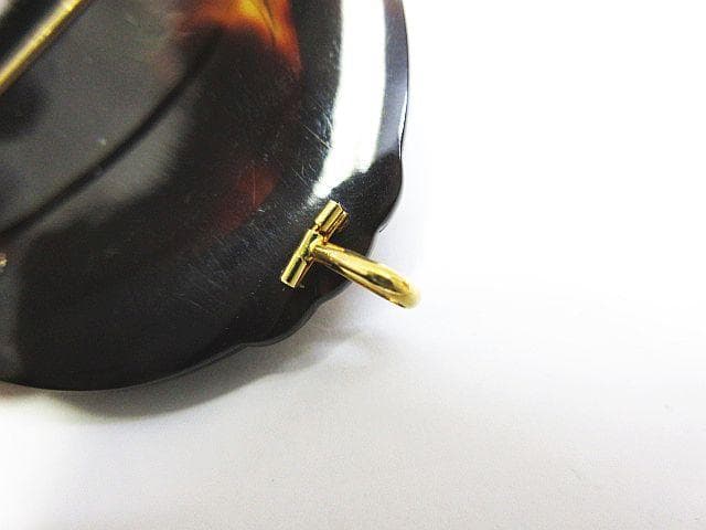 ヴィンテージ K18 べっ甲 カメオ ブローチ ペンダントトップ アクセサリー