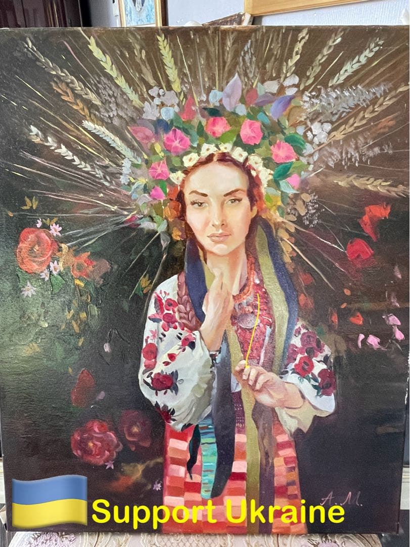 民族衣装を着た女性。油絵。支援のため、この絵を販売する。