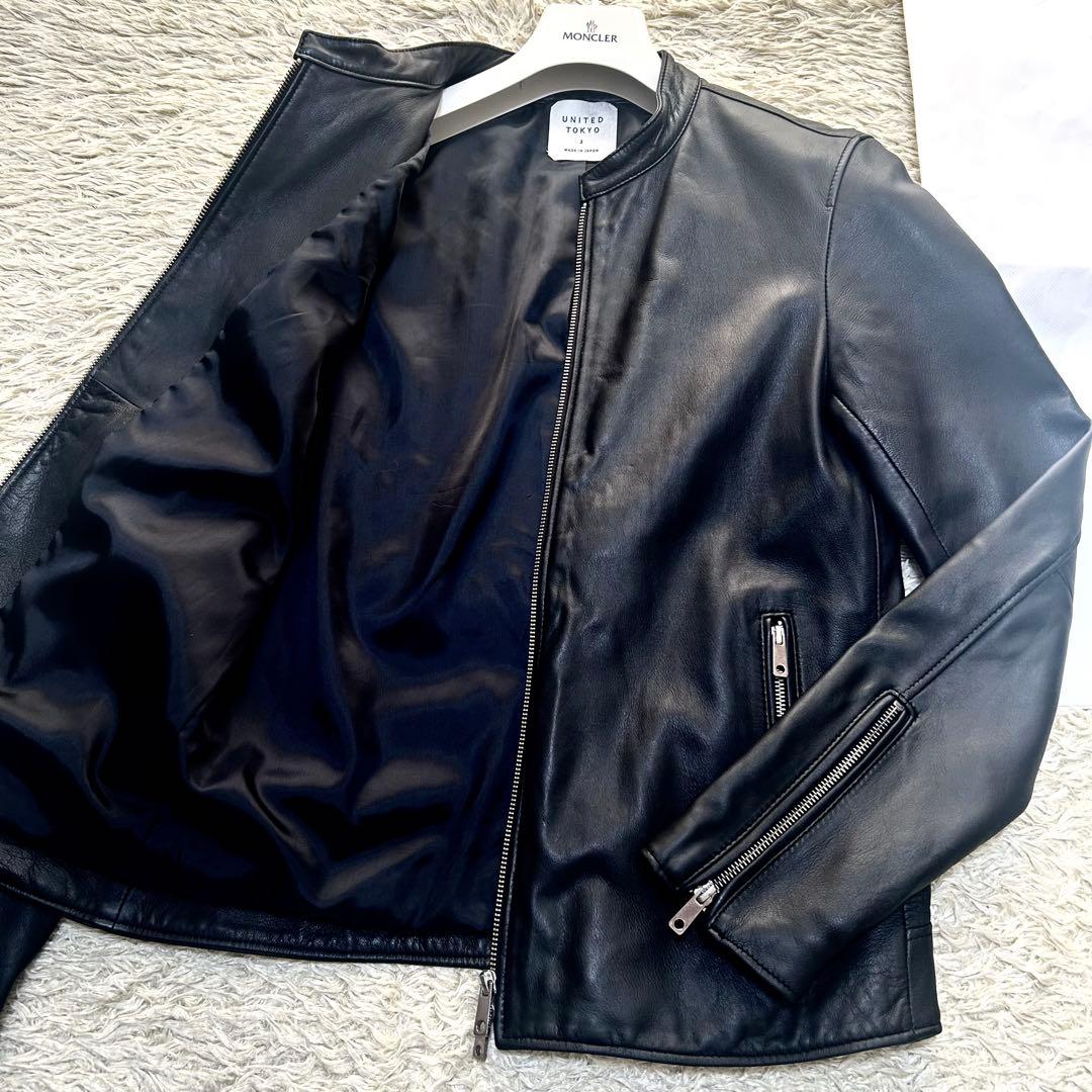 美品✨ユナイテッドトーキョー 革 ラム 羊 レザージャケット ライダース 黒 2
