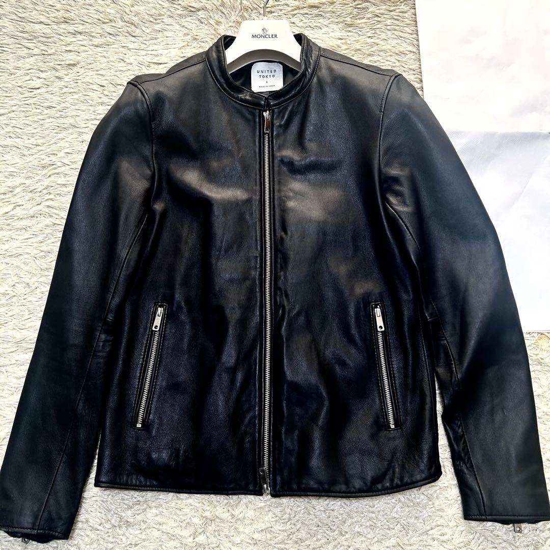 美品✨ユナイテッドトーキョー 革 ラム 羊 レザージャケット ライダース 黒 2