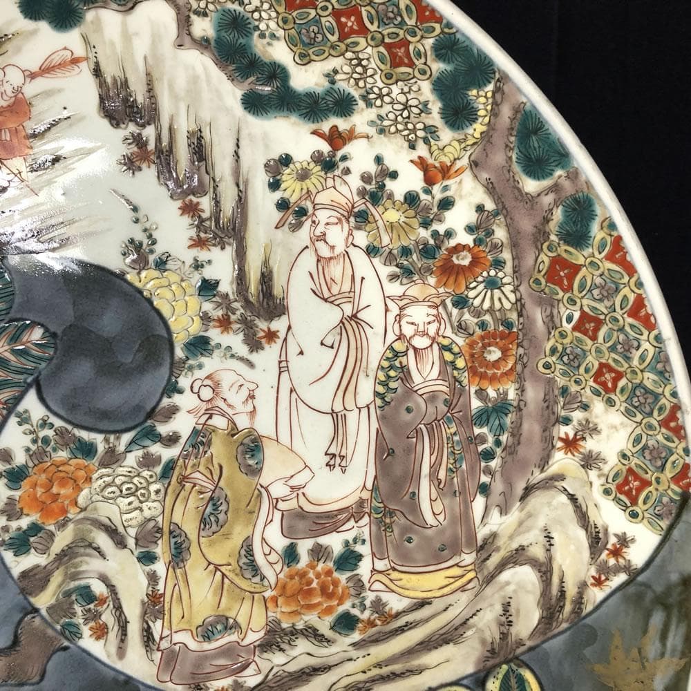 e2239 古伊万里 色絵 大皿 径41cm