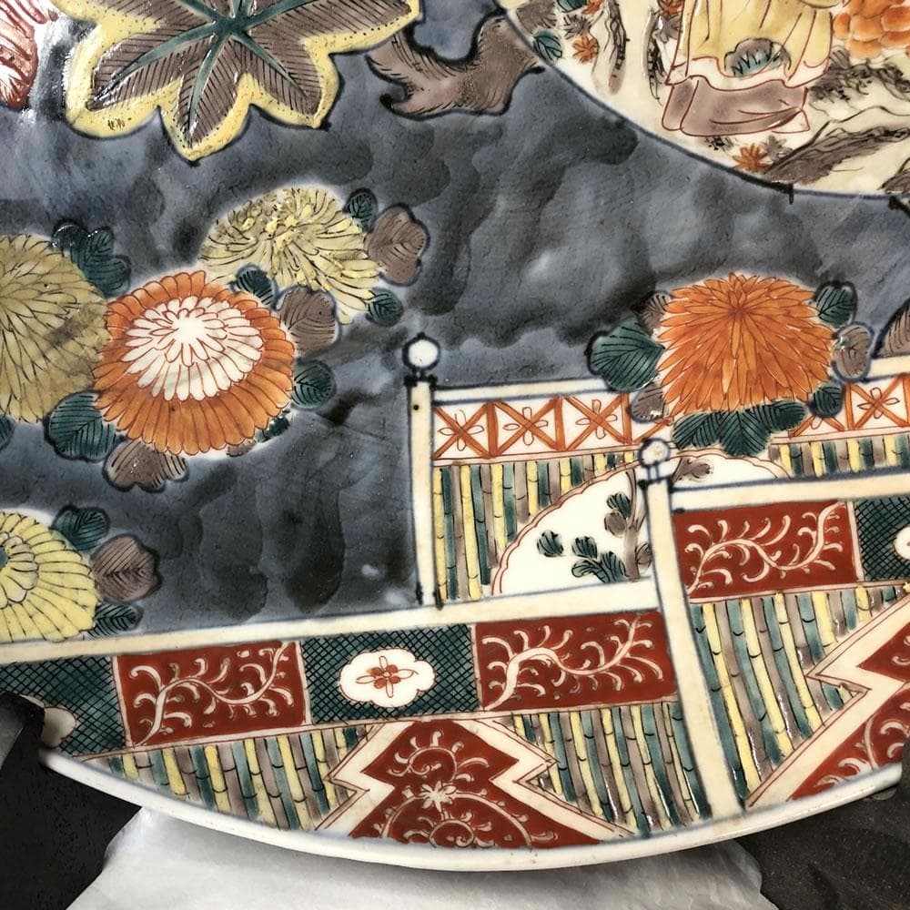 e2239 古伊万里 色絵 大皿 径41cm
