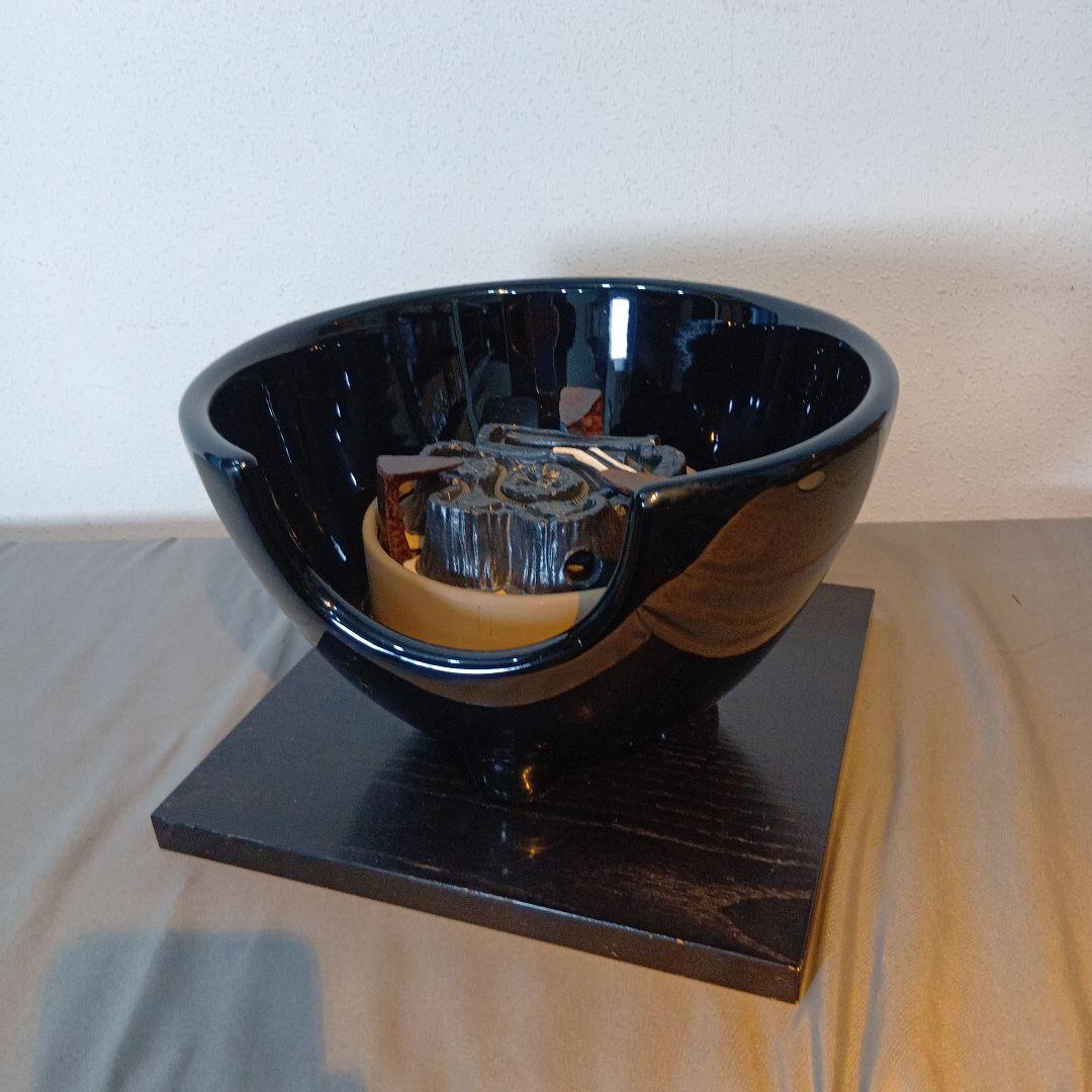 値下げ茶道具　風呂型電熱器　真塗紅鉢型　　　 敷板付