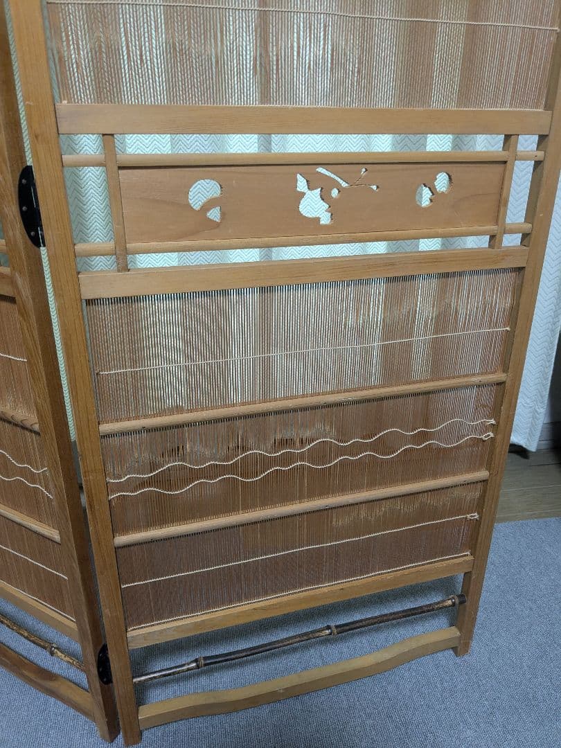 透かし彫り 簾屏風 パーテーション 衝立 間仕切り 昭和レトロ 古民家