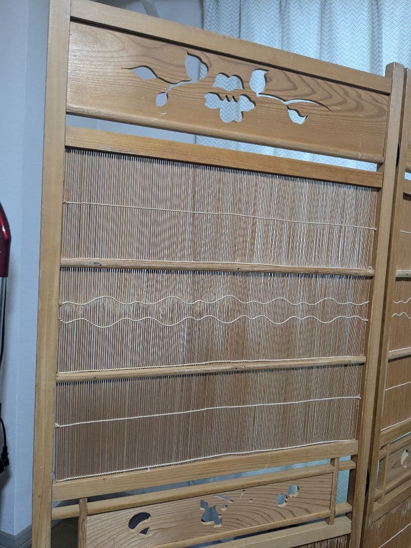 透かし彫り 簾屏風 パーテーション 衝立 間仕切り 昭和レトロ 古民家