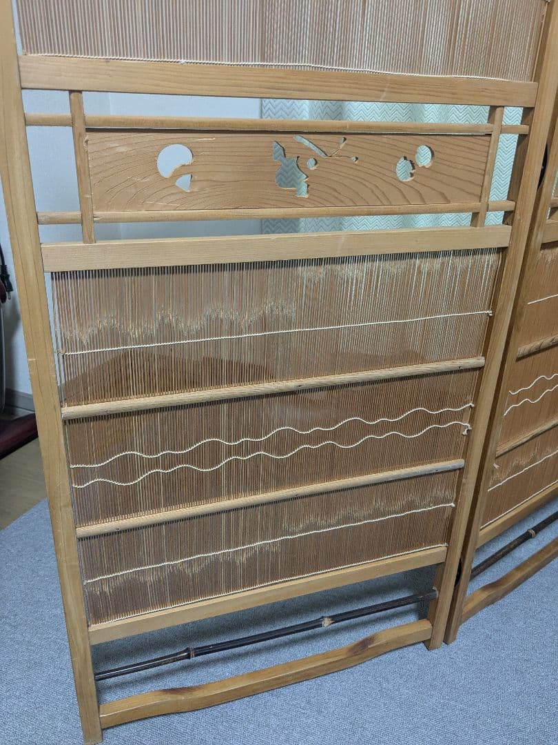 透かし彫り 簾屏風 パーテーション 衝立 間仕切り 昭和レトロ 古民家