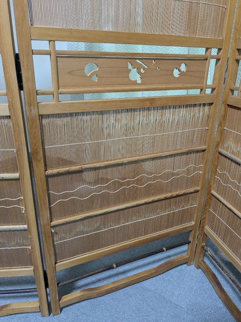 透かし彫り 簾屏風 パーテーション 衝立 間仕切り 昭和レトロ 古民家