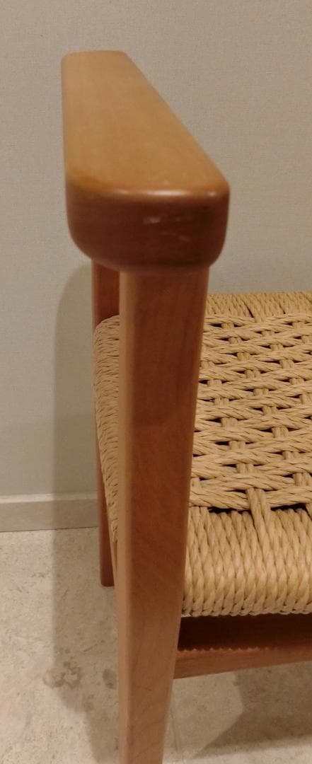 むう工房 エントランス スツール メープル無垢材 アーム付き ペーパーコード