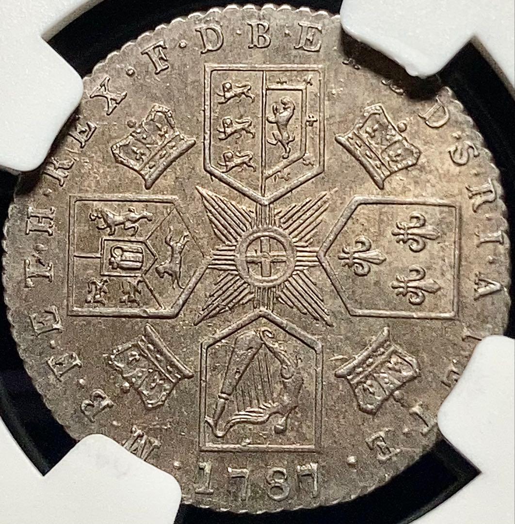 【NGC MS62】1787年 イギリス ジョージ3世 6ペンス 銀貨 単年発行