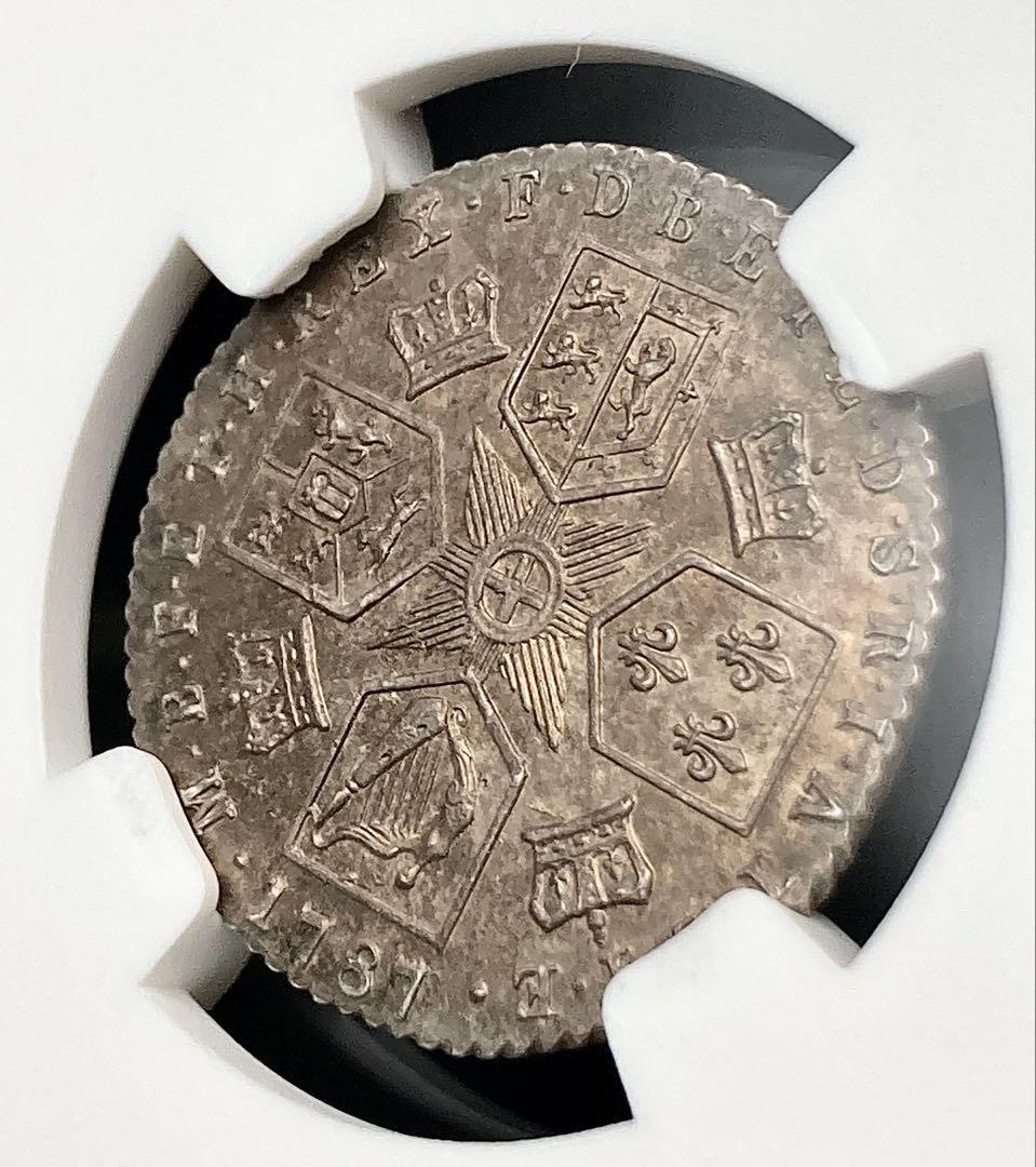 【NGC MS62】1787年 イギリス ジョージ3世 6ペンス 銀貨 単年発行