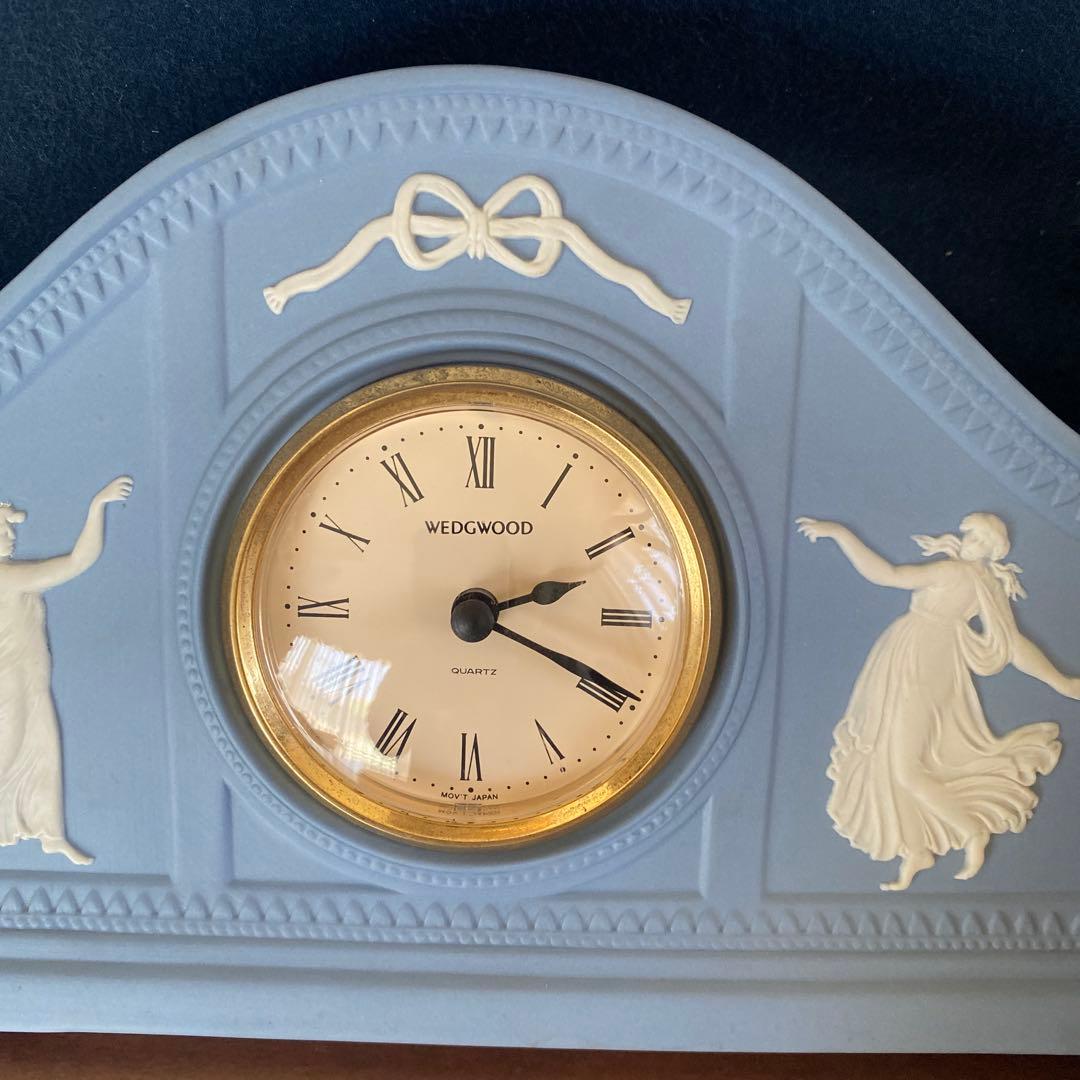 ウェッジウッド　ジャスパー　置き時計　ペールブルー