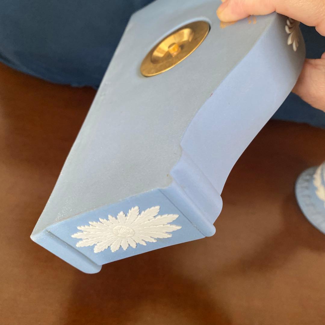 ウェッジウッド　ジャスパー　置き時計　ペールブルー