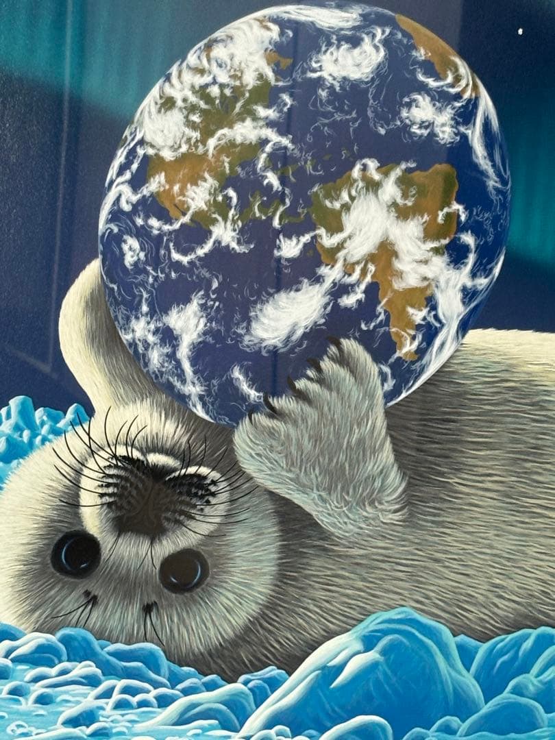 シムシメール『永遠のやすらぎ』シルクスクリーン直筆サイン有特大人気作家！アザラシ