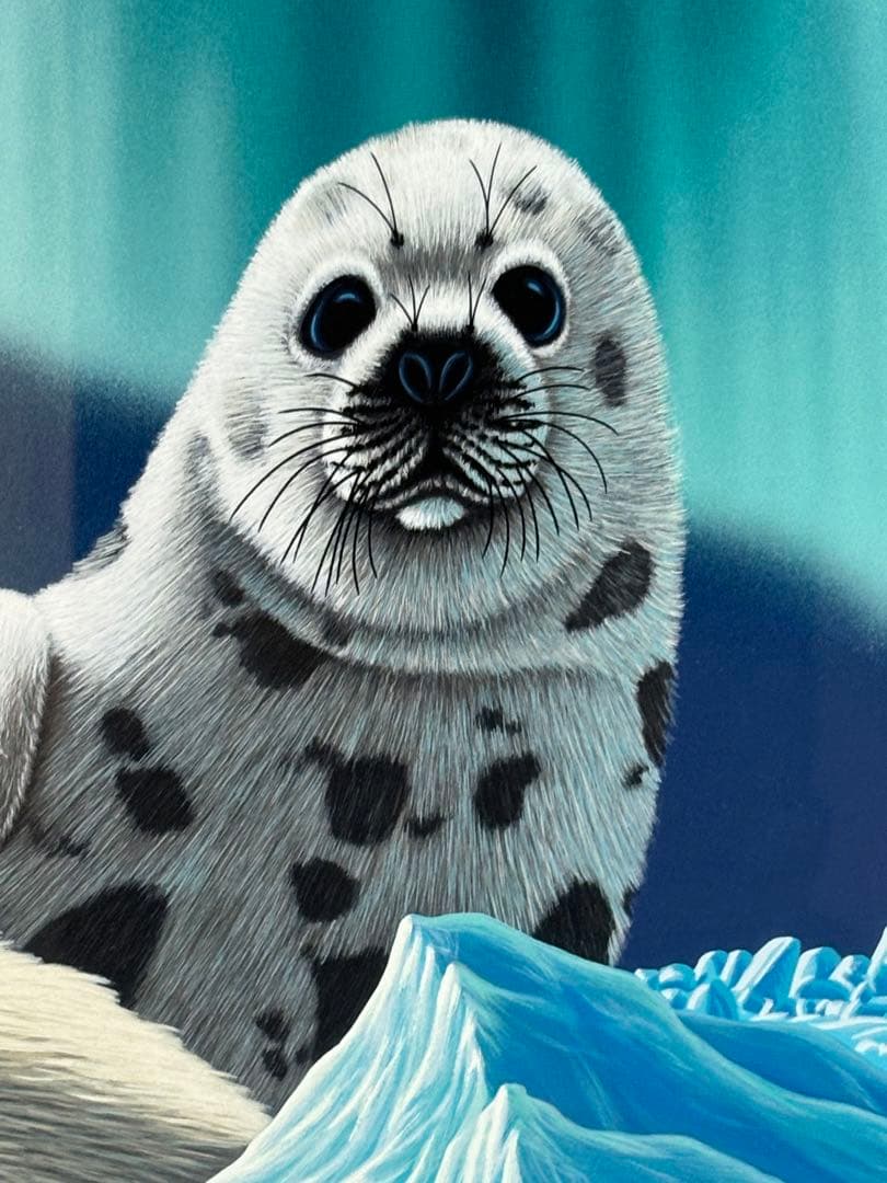 シムシメール『永遠のやすらぎ』シルクスクリーン直筆サイン有特大人気作家！アザラシ