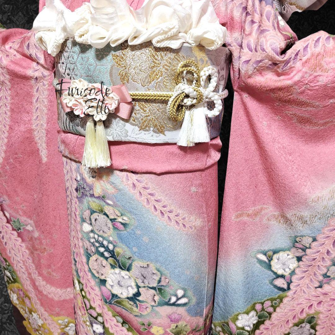振袖フルセット(8点)・辻ヶ花・花絞り・金通し・高級手縫い・逸品