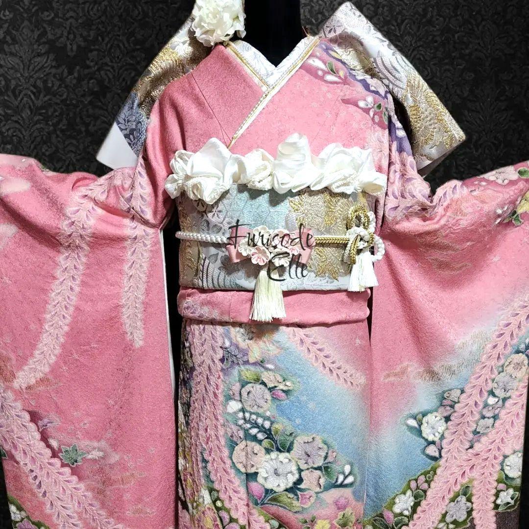 振袖フルセット(8点)・辻ヶ花・花絞り・金通し・高級手縫い・逸品