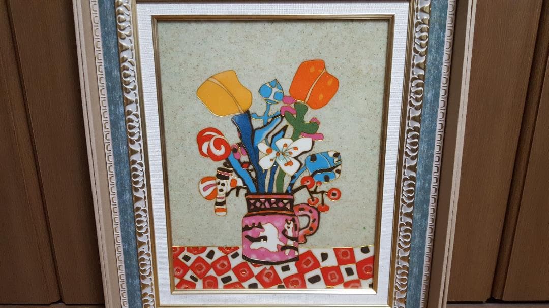 【未使用】マーブルアート　「 花 Ⅰ 」 F6　額装品