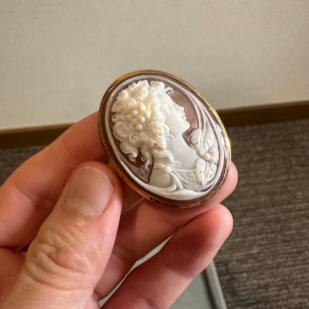 【美品】百貨店購入K18 カメオブローチ ネックレストップ