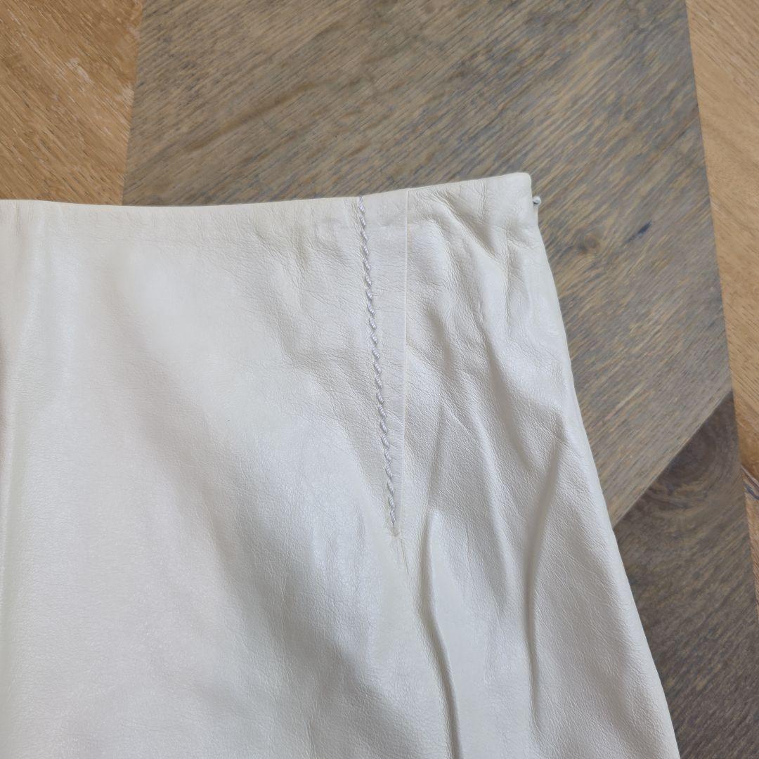 クリスチャンディオール　ホワイト 花柄 タイトスカート　羊革　シルク　y16