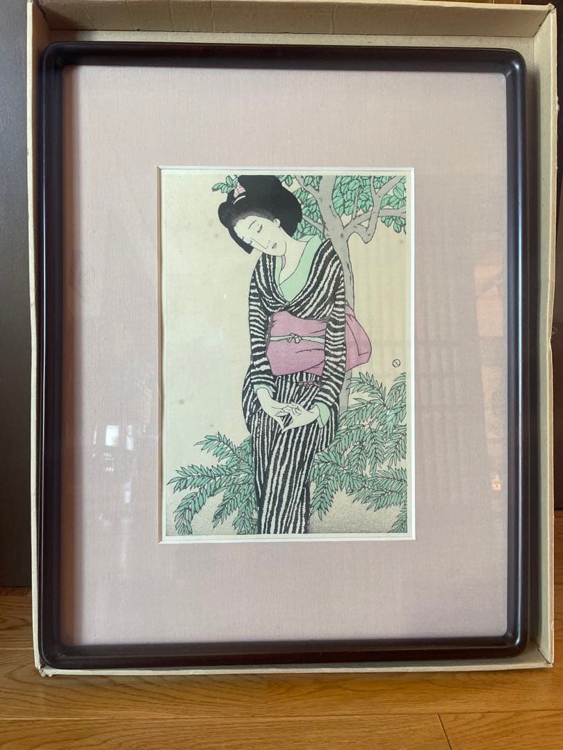 竹久夢二　木版画「宵侍草」