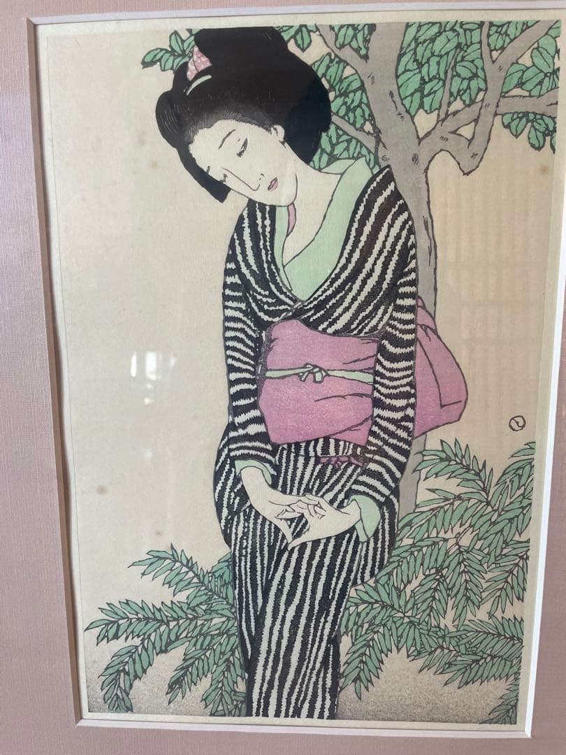 竹久夢二　木版画「宵侍草」