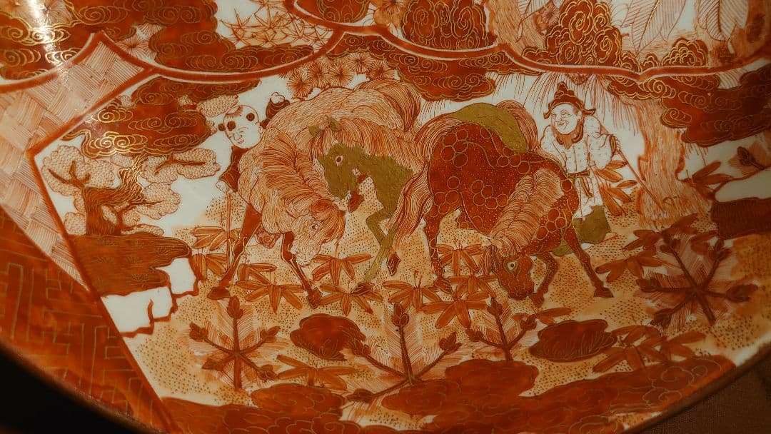 古九谷　九谷焼　赤絵　飯田屋　宮本窯　龍の図　旭山　浅井一毫　１客