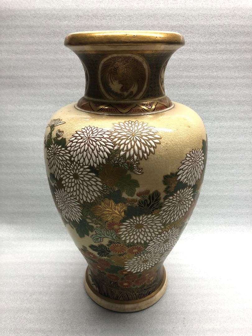 薩摩焼　磯焼　金彩　色絵　飾壺　古美術