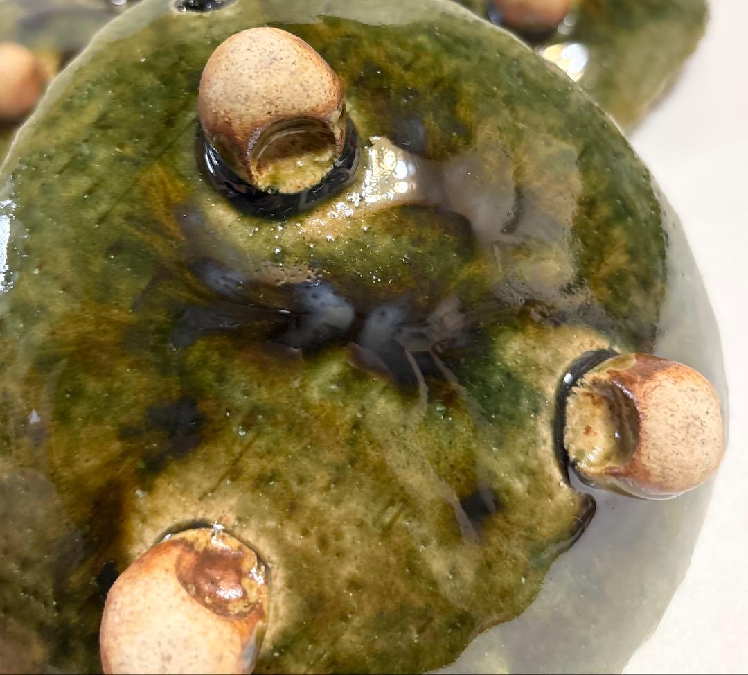 織部釉 三角 向付 五客 盛皿 刺身皿 三足 高台付 脚付 作家物 懐石料理