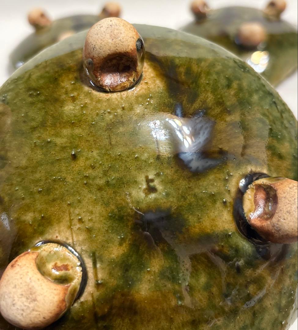 織部釉 三角 向付 五客 盛皿 刺身皿 三足 高台付 脚付 作家物 懐石料理