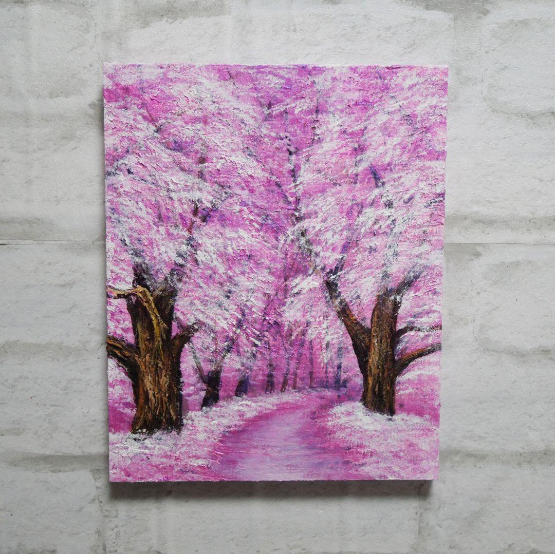 油絵 油彩 油彩画 絵画 絵【春の桜】