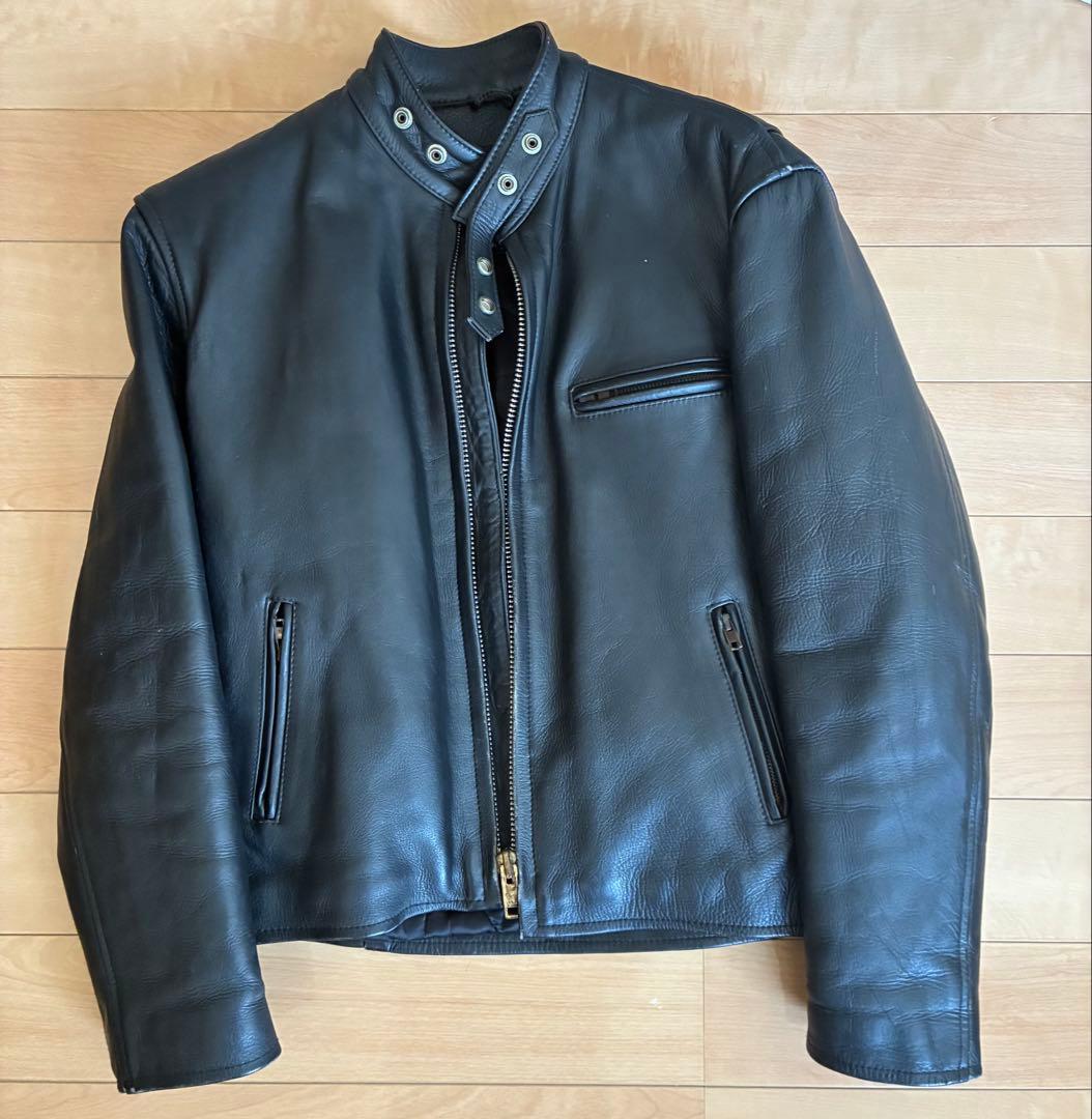 本革　シングルライダースジャケット