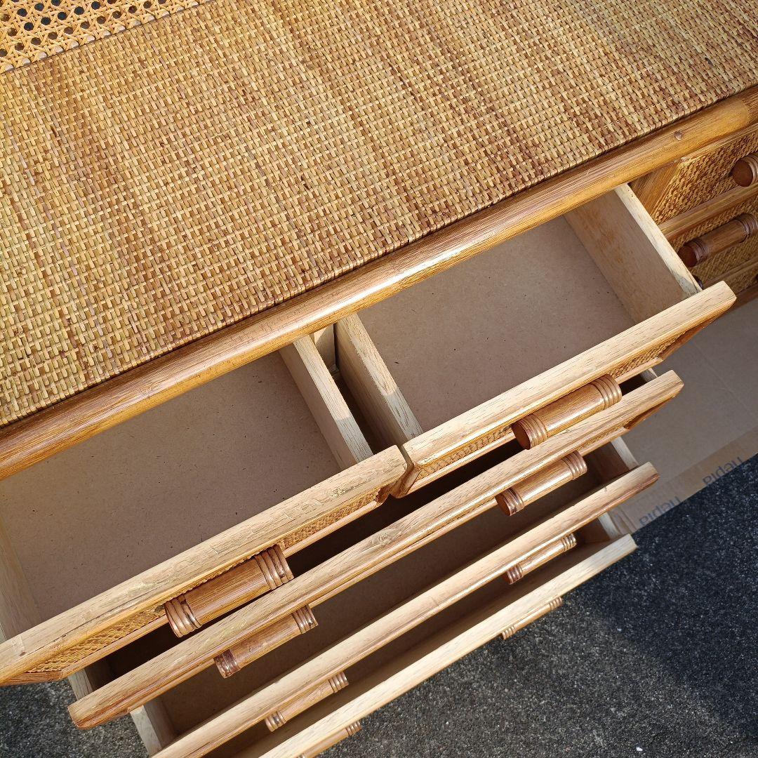 【希少】籐 ラタン チェスト 4段 引き出し10個 アジアン家具 収納タンス