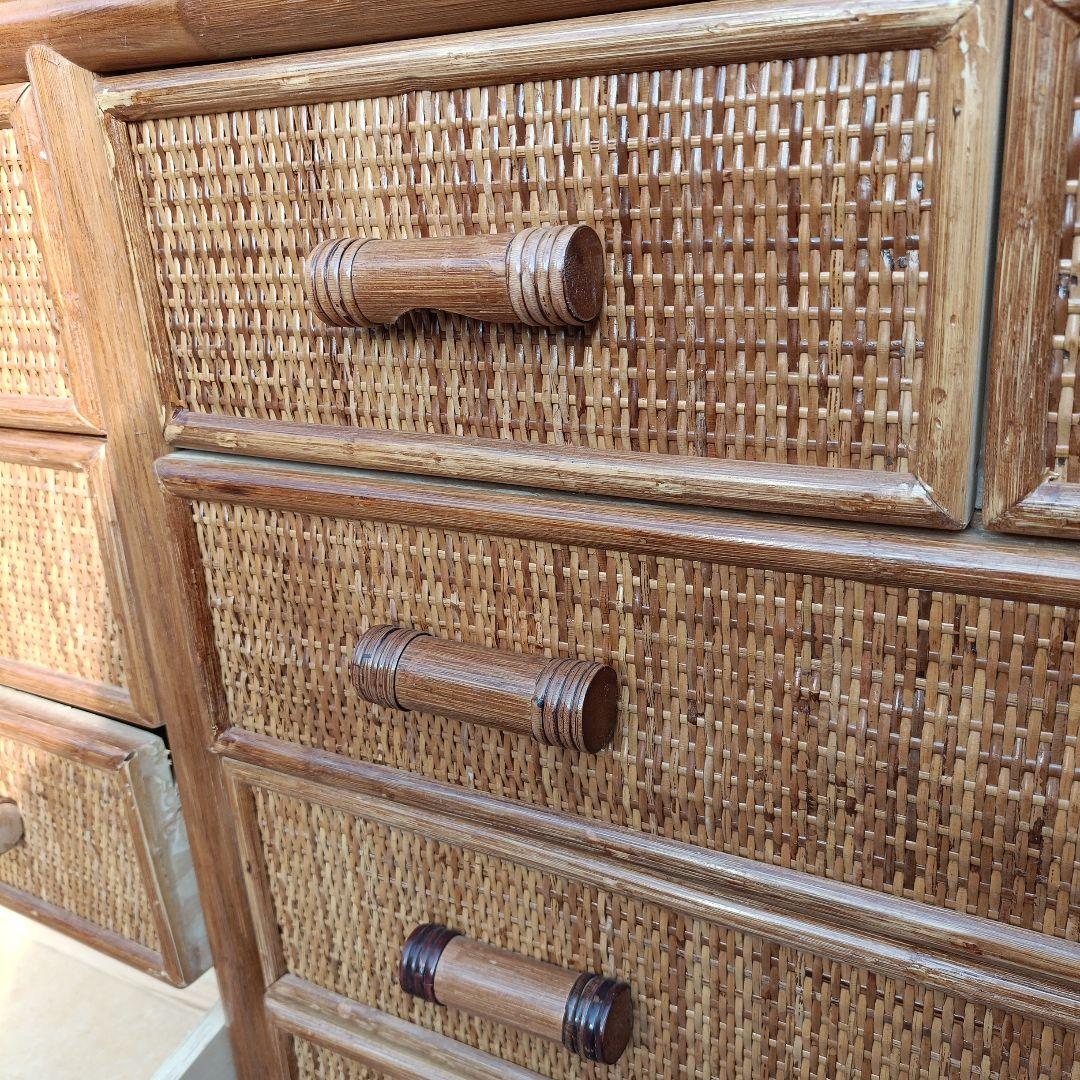 【希少】籐 ラタン チェスト 4段 引き出し10個 アジアン家具 収納タンス