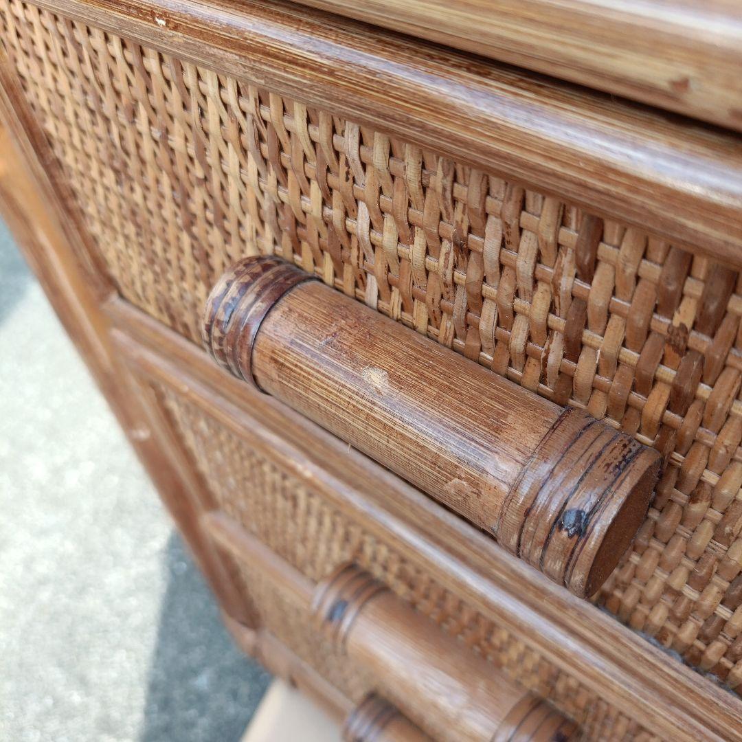 【希少】籐 ラタン チェスト 4段 引き出し10個 アジアン家具 収納タンス