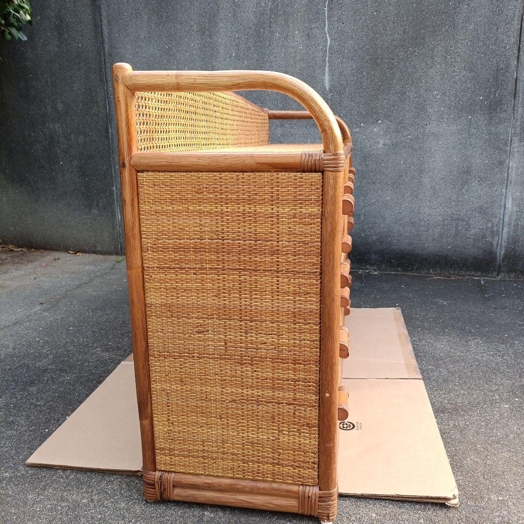 【希少】籐 ラタン チェスト 4段 引き出し10個 アジアン家具 収納タンス