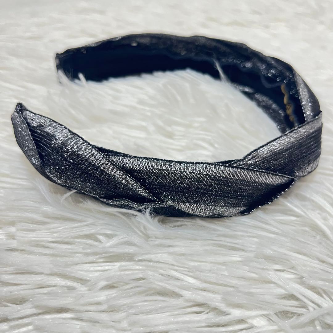 【極美品】Jennifer Ouellette ヘアバンド 黒 ラメ USA製