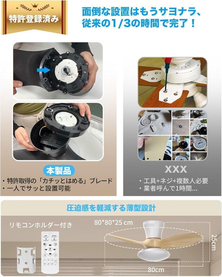 【新品未使用】シーリングファンライト ONRIU led ファン付 特許取得