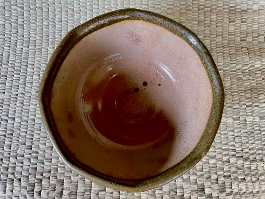 浜田庄司　地掛緑黒面取 大鉢