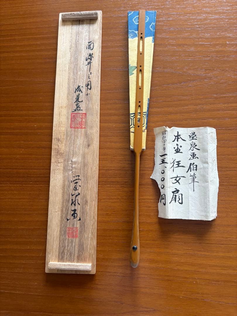 観世流　本金花柄舞扇青金色