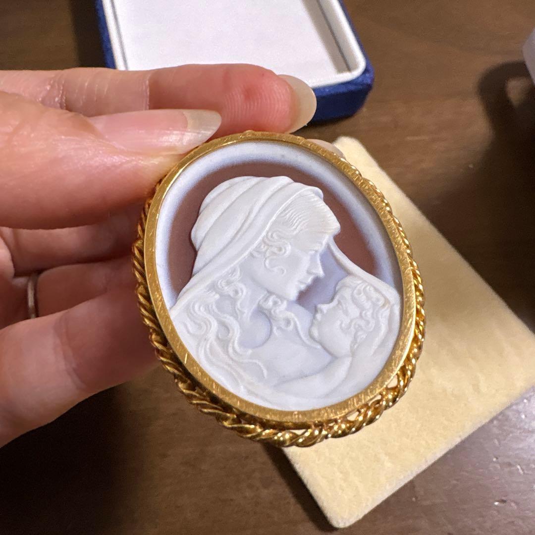 値下げ@カメオ　k18刻印あり　ブローチ