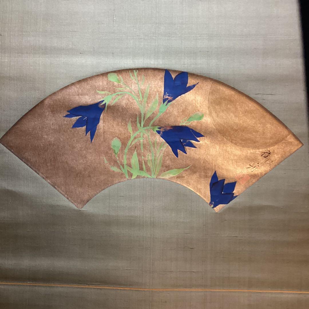 速水御舟　月に桔梗図　木版画　掛軸一幅　　昭和8年作【便利堂図版参考】　NO51